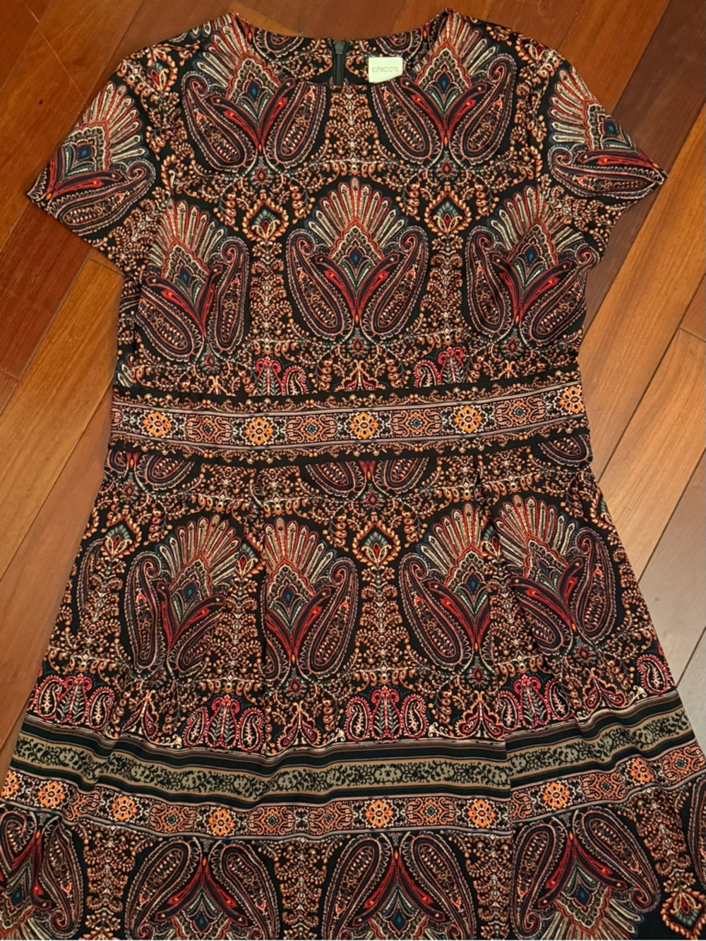 Chico's Black Multicolor Paisley Midi Dress